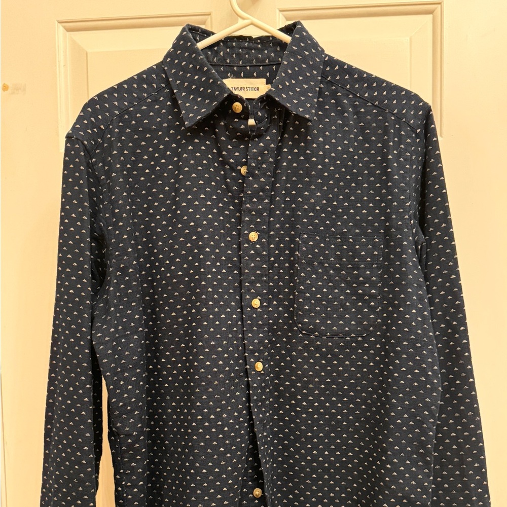 Taylor Stitch Jack Shirt 40 Blue Geometric